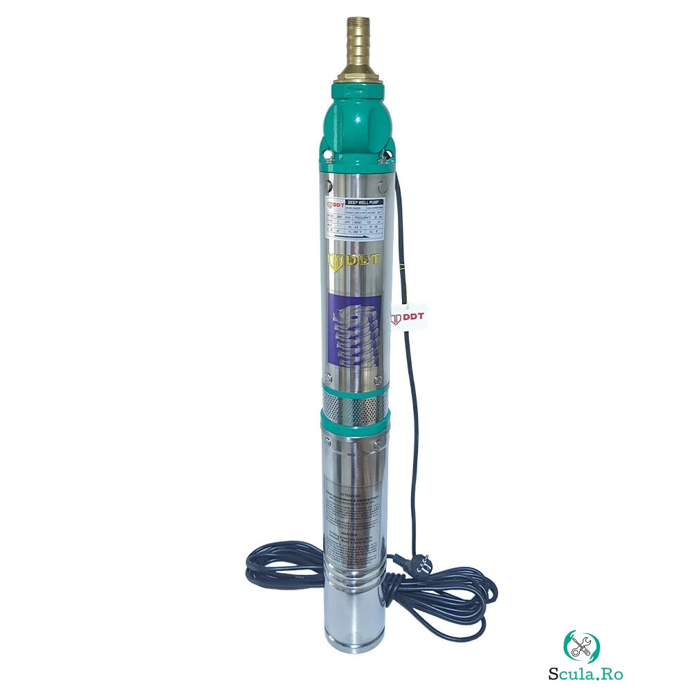 Pompa submersibila de mare adancime DDT 4QJD2-8, Inox Fonta, 1100W, 5 m ³ h, 8 turbine, 120m, 10m cablu