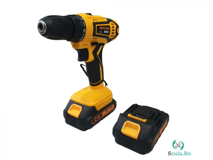 Autofiletanta cu 2 acumulatori Rotor RCD21LI, 21V, 1.3Ah, 1380RPM, Cuplu maxim 32NM