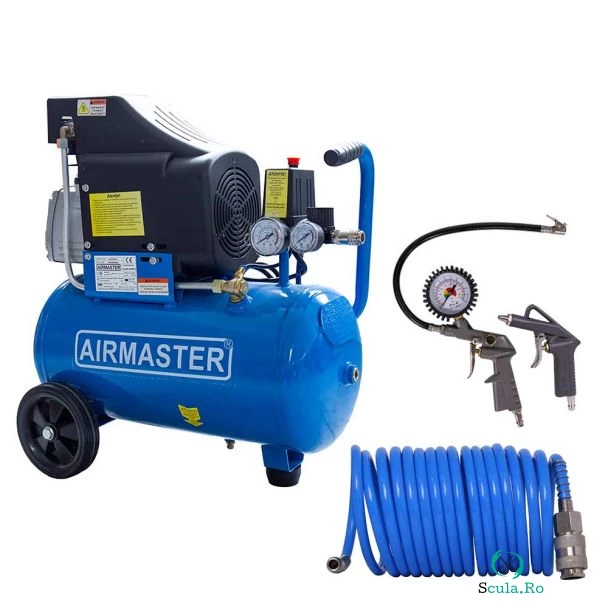 Compresor de aer Airmaster AIR2SHU824_KIT_AIR3, 24 l, 1500 W, 8 bar, 206 l/min + set 3 accesorii aer la 763.99 lei ron