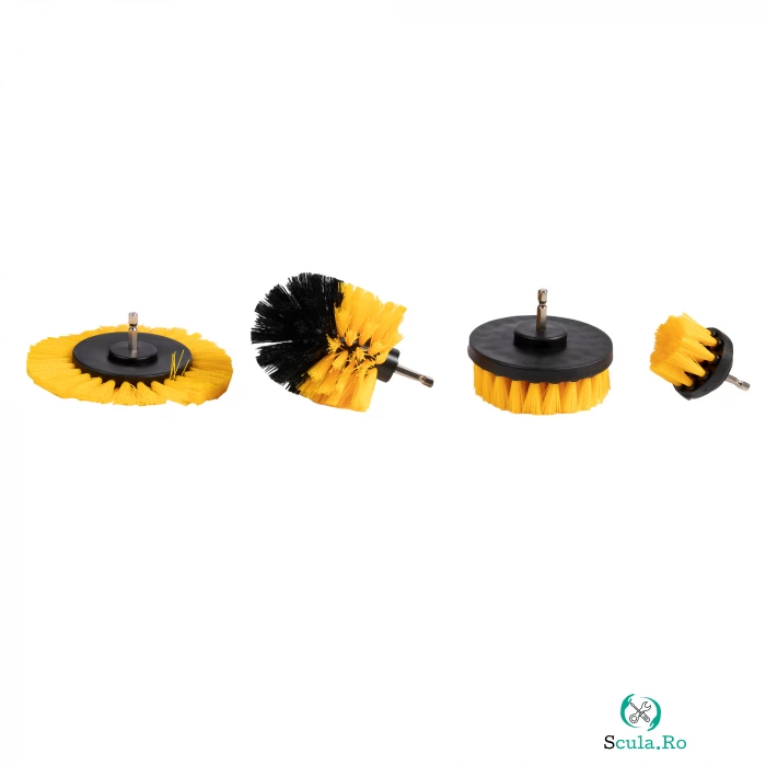 Set 4 perii de curatat cu tija, pentru bormasini Detoolz DZ-SE254