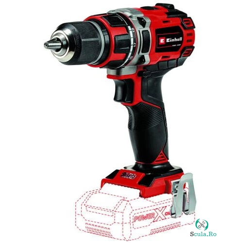 Einhell Masina de gaurit / insurubat Einhell Power X-Change TE-CD 18/50 Li BL Solo, 18 V, 50 Nm, 20 trepte cuplu, mandrina 13 mm, 2 viteze, livrat fara acumulator si incarcator