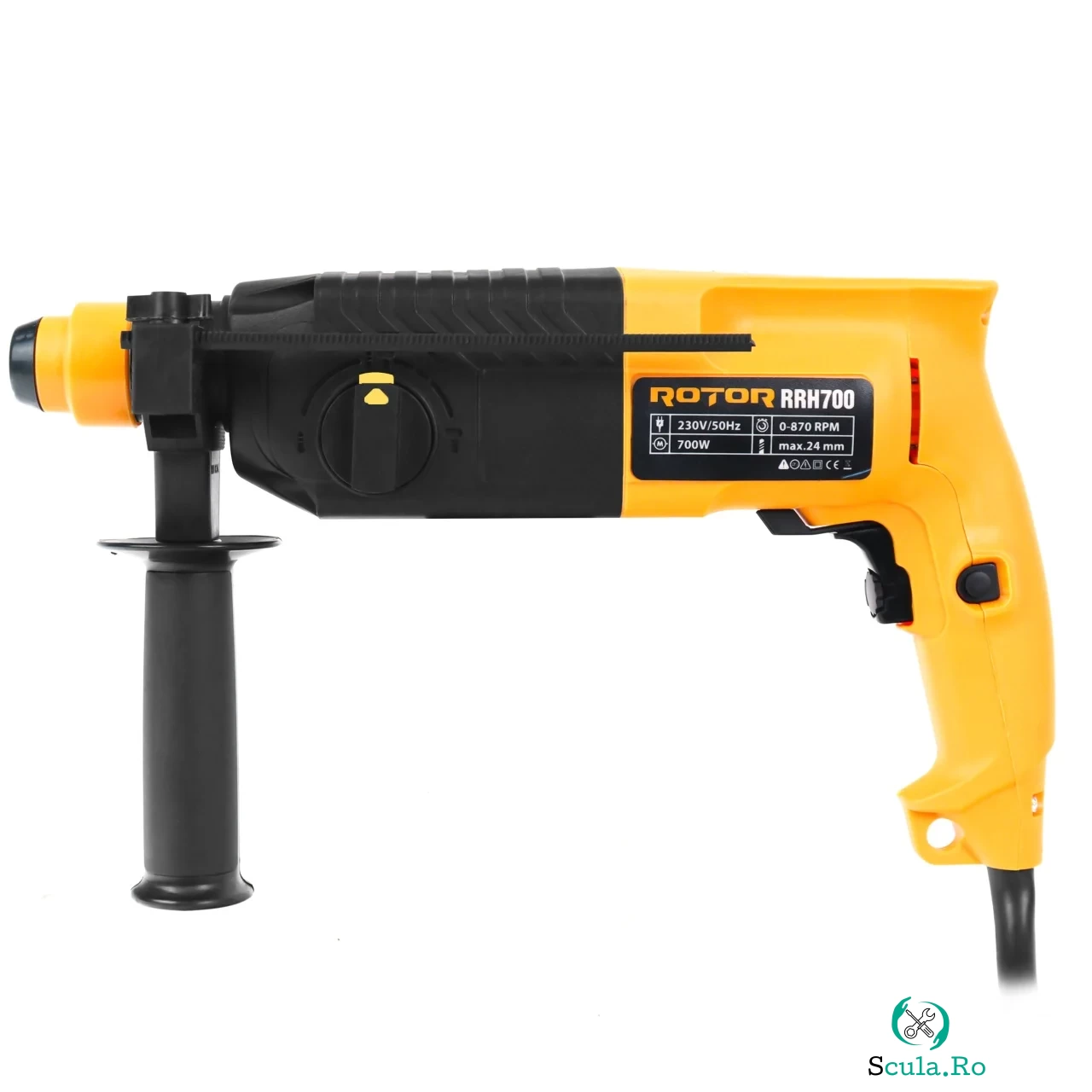 Ciocan rotopercutor Rotor 700W, 870RPM, Diametru maxim burghiu 24 mm la 272.00 lei ron