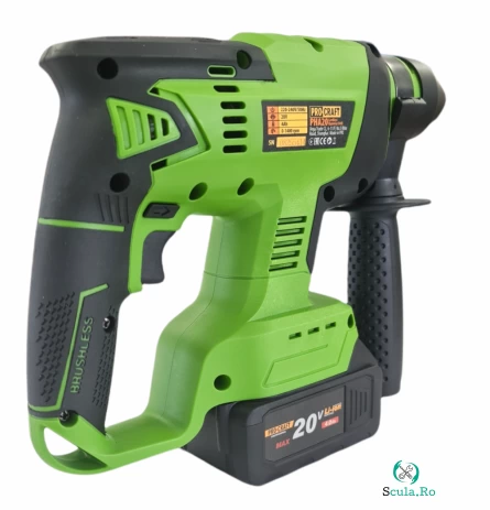 Bormasina pe acumulator, Procraft PHA20 20V, 4 Ah, 1400 rotatii, 4500 percutii, Brushless (Acumulatorul nu este inclus)
