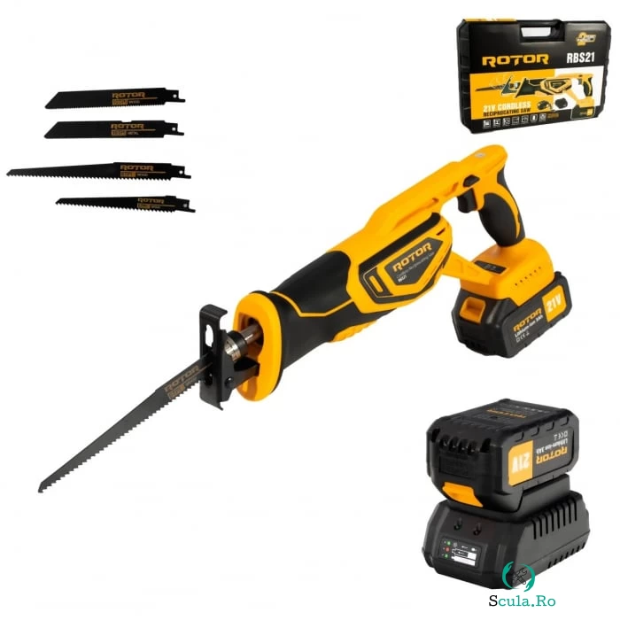 Fierastrau tip sabie cu acumulator ROTOR, 21V 3Ah, 750W, 2900RPM, Lama 150mm la 423.00 lei ron