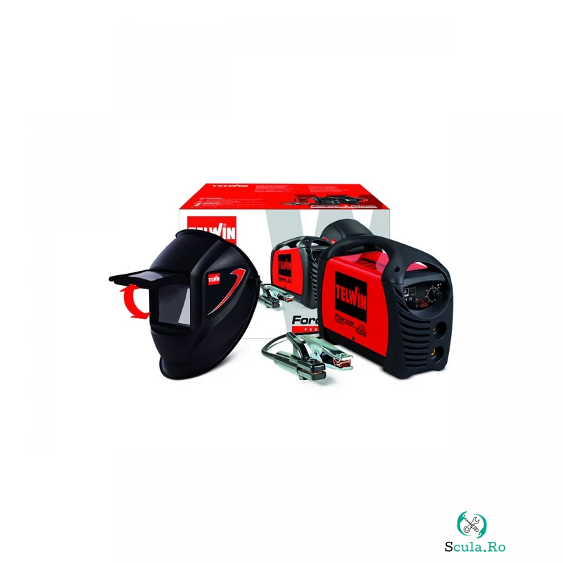 Invertor de sudura Telwin, tip FORCE145 ACX+MASK, cu accesorii + masca de sudura TIGER, curent maxim 130 A, 230 V la 1,248.99 lei ron