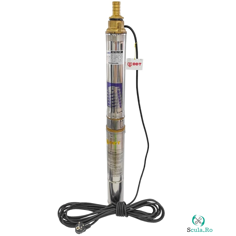 Pompa submersibila de mare adancime DDT 3QJD-1.1, Inox, 1100W, 5 m ³ h, 10 turbine, 120m, 10m cablu