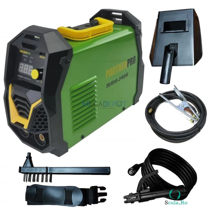 Aparat de sudura tip invertor, PartnerPro MMA 340, 340A, afisat electronic, ventilator de racire, sistem anti-lipire, protectie supra-incalzire