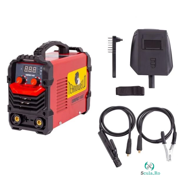 Invertor sudura MMA Tehnoweld COMPACT-145T, 140 A, electrozi 1.6-3.2 mm, cu accesorii la 499.00 lei ron