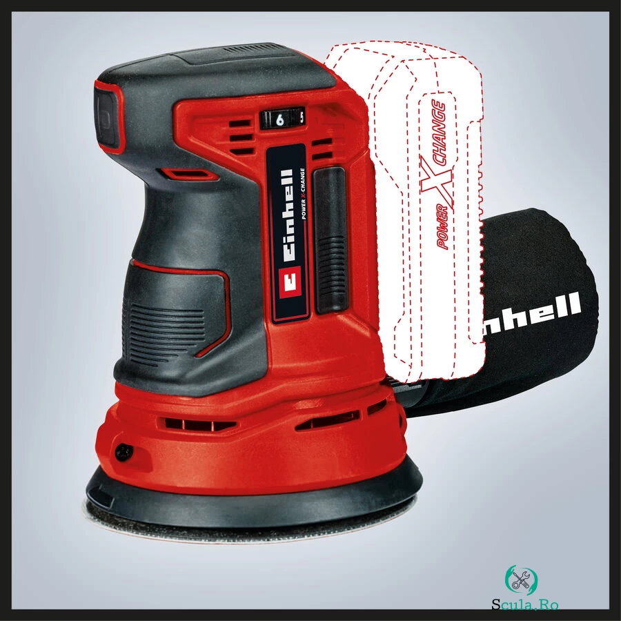 Einhell Slefuitor rotativ fara fir Einhell Power X-Change TE-RS 18 Li Solo, 18 V, 125 mm diametru, 11000 rpm, fara incarcator, Rosu-Negru la 352.00 lei ron
