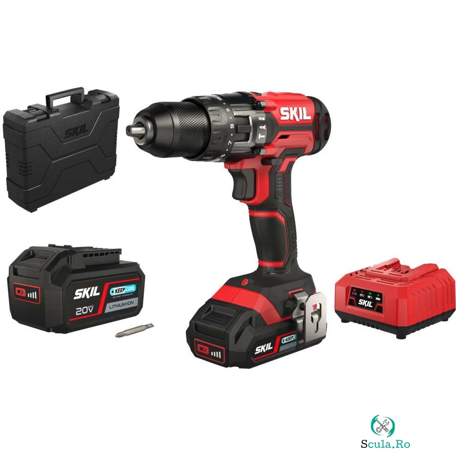 Skil SKIL 3020 HC Masina de gaurit cu percutie 0-420/0-1450 rpm, 2xAccu, incarcator si geanta
