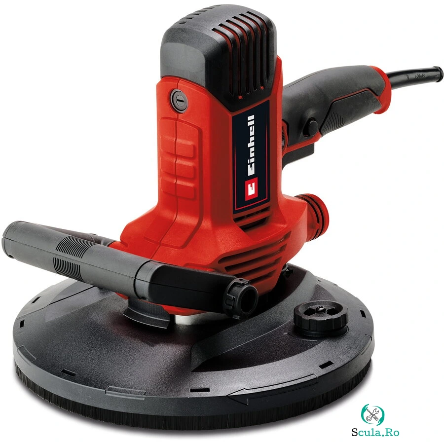 Einhell Slefuitor pentru gips carton Einhell TC-DWS 225 ,1220 W, disc de slefuit cu margine cu perie, aspiratie integrata a prafului, inclusiv 6x smirghel Ø 225 mm, Negru-Rosu la 570.74 lei ron