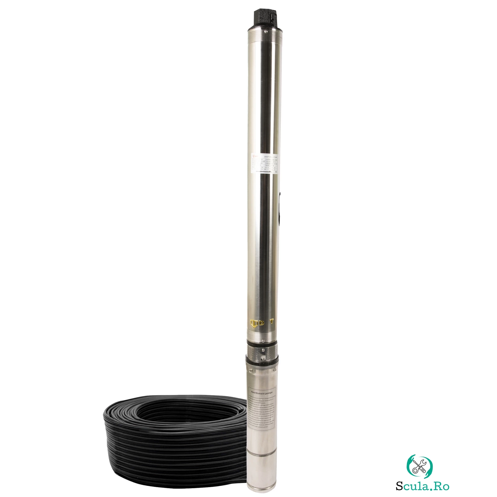 Pompa submersibila de mare adancime DDT 4SDM2-24, Inox, 2800W, 12 m ³ h, 24 turbine, 200m, 15m cablu